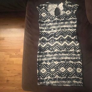 Navy & White Abstract Mini Dress